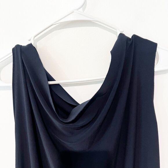 NEW Norma Kamali Drop One Shoulder Shift Midi Dress in Midnight Blue size small - Picture 6 of 10